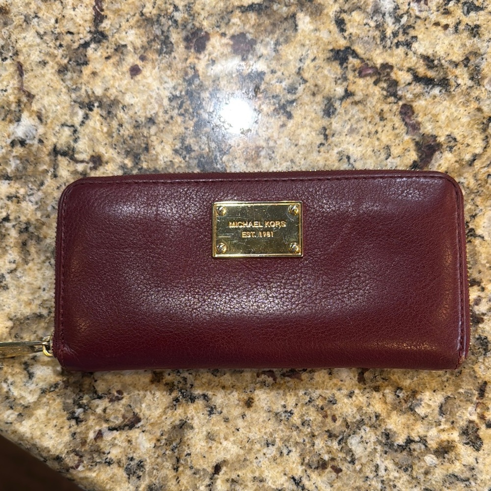 Michael Kors Burgundy Wallet with Gold Accents